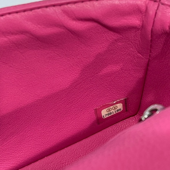 SOLD🚫AUTHENTIC Chanel Hot Pink Caviar Mini Rectangular Flap SHW - Picture 13 of 17